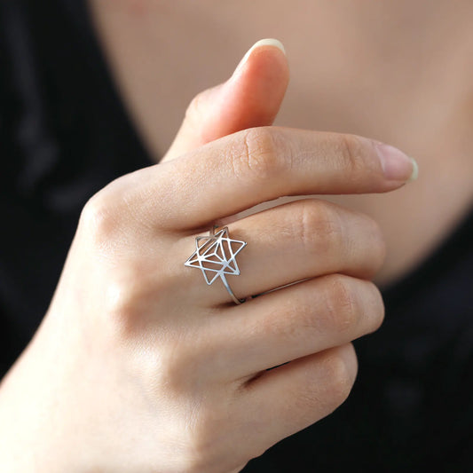 Six-Pointed Star Inlaid Stainless Steel Ring - Premium Ring from Concordia Style Boutique - Just $6.77! Shop now at Concordia Style Boutique