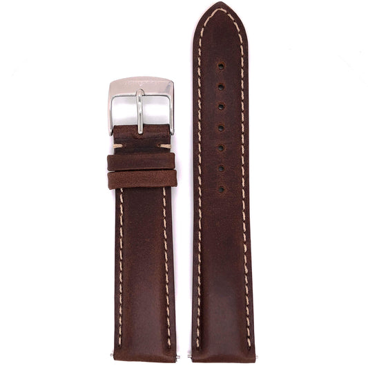BAND – 20mm Oil Tan Leather Contrast Stitch - Concordia Style Boutique
