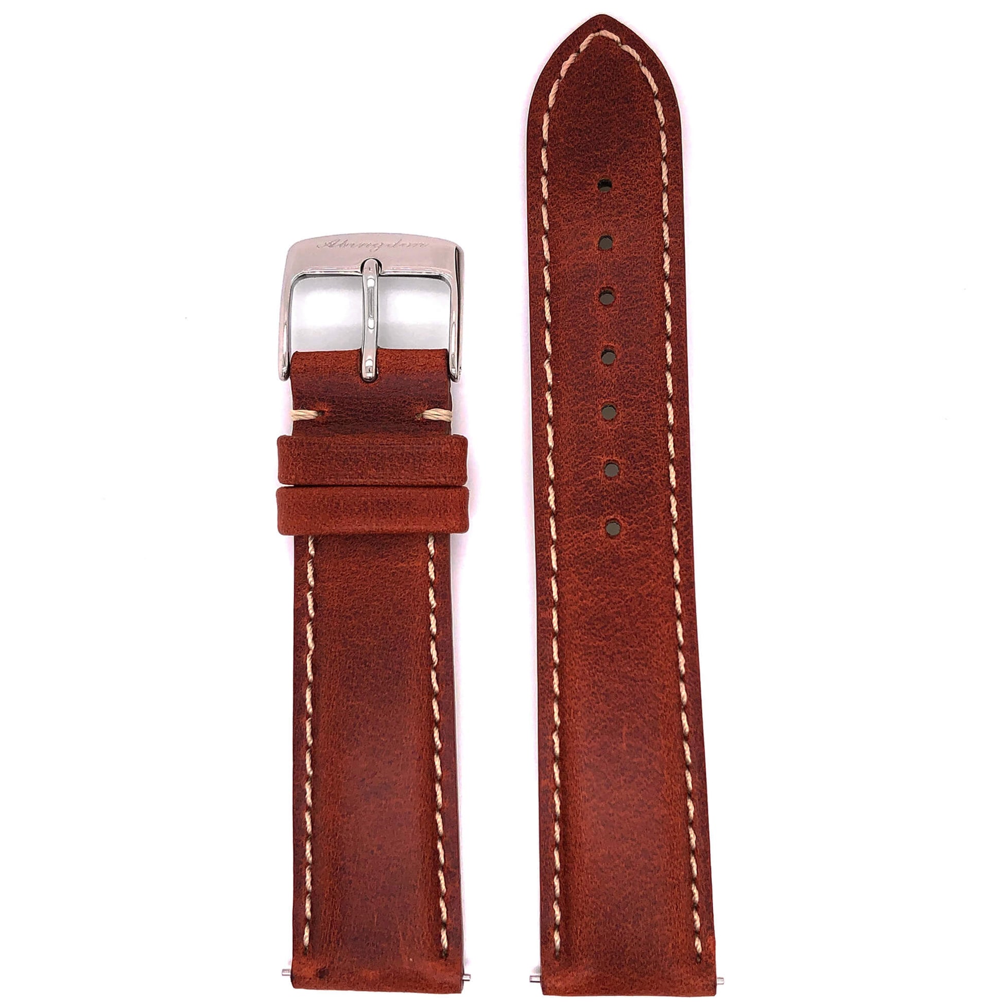 BAND – 20mm Oil Tan Leather Contrast Stitch - Concordia Style Boutique
