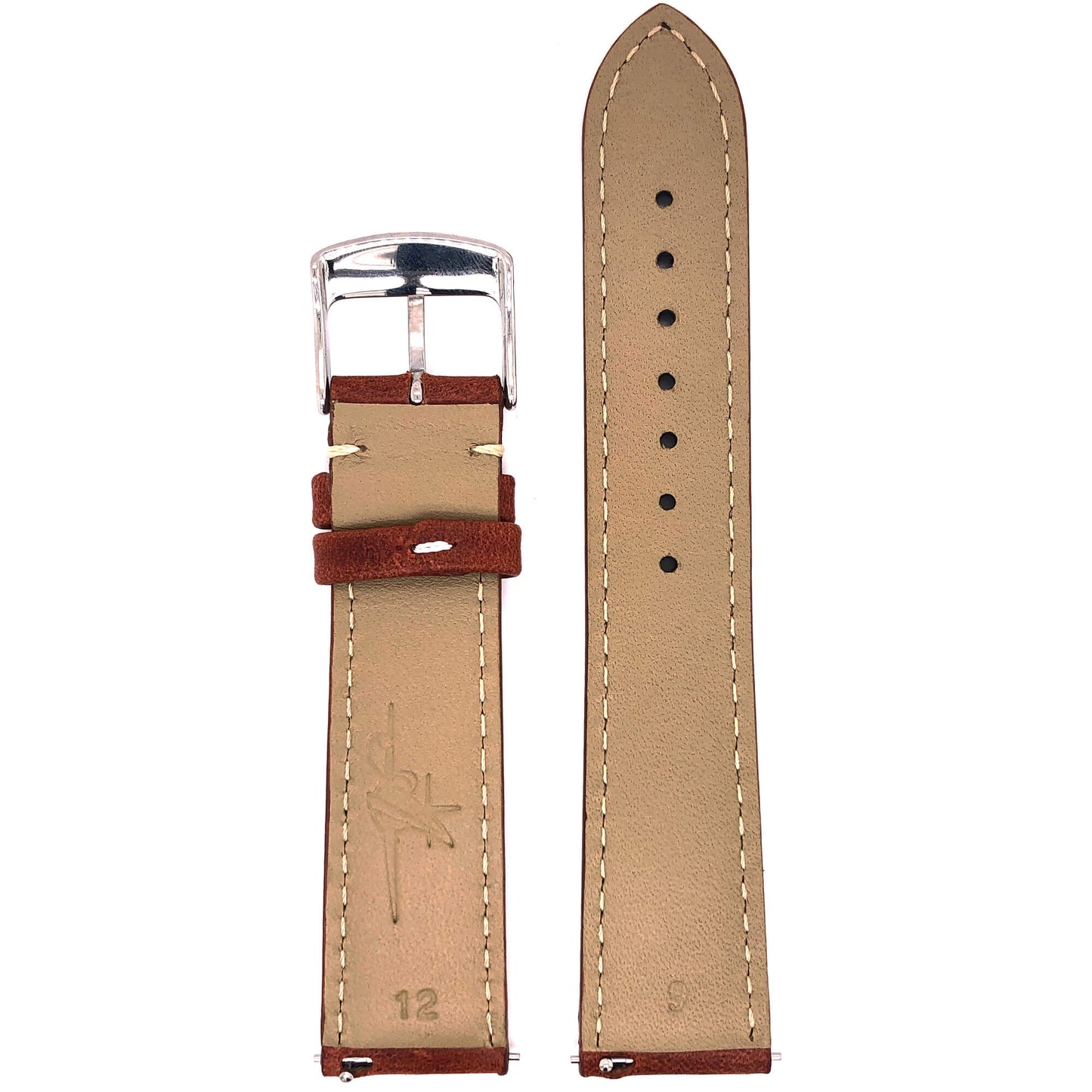 BAND – 20mm Oil Tan Leather Contrast Stitch - Concordia Style Boutique