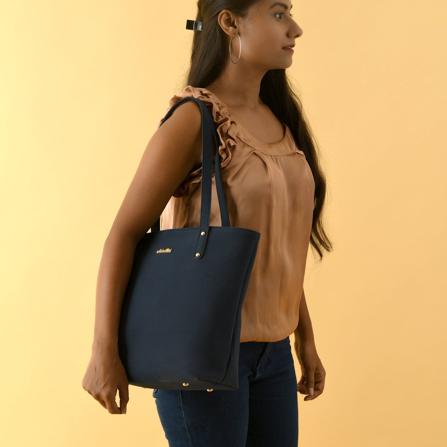 Era Vegan Leather Tote - Navy Blue - Concordia Style Boutique