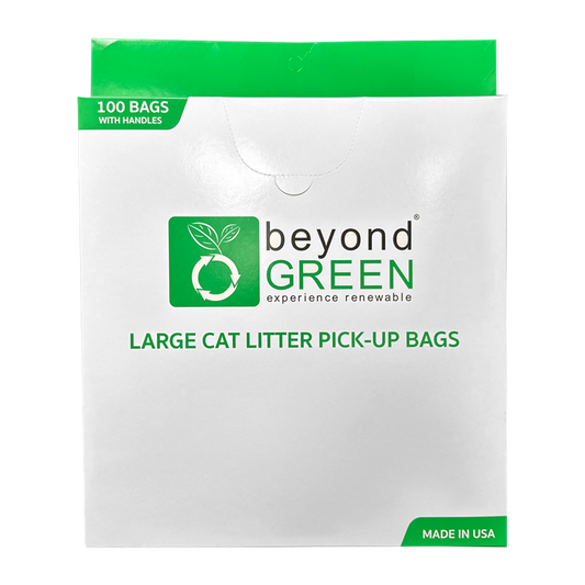 Large Plant-Based Cat Litter Pick-Up Bags with Handles - 100 Bags