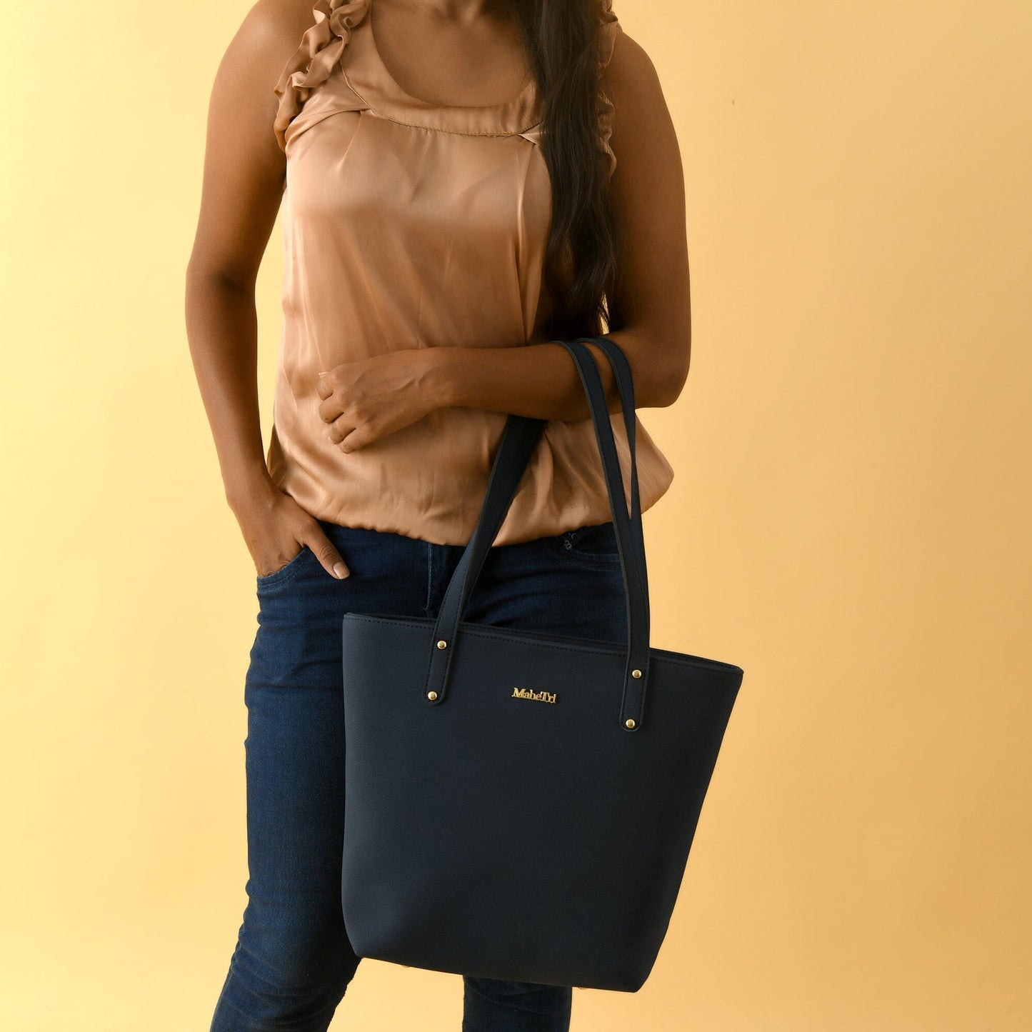 Era Vegan Leather Tote - Navy Blue - Concordia Style Boutique