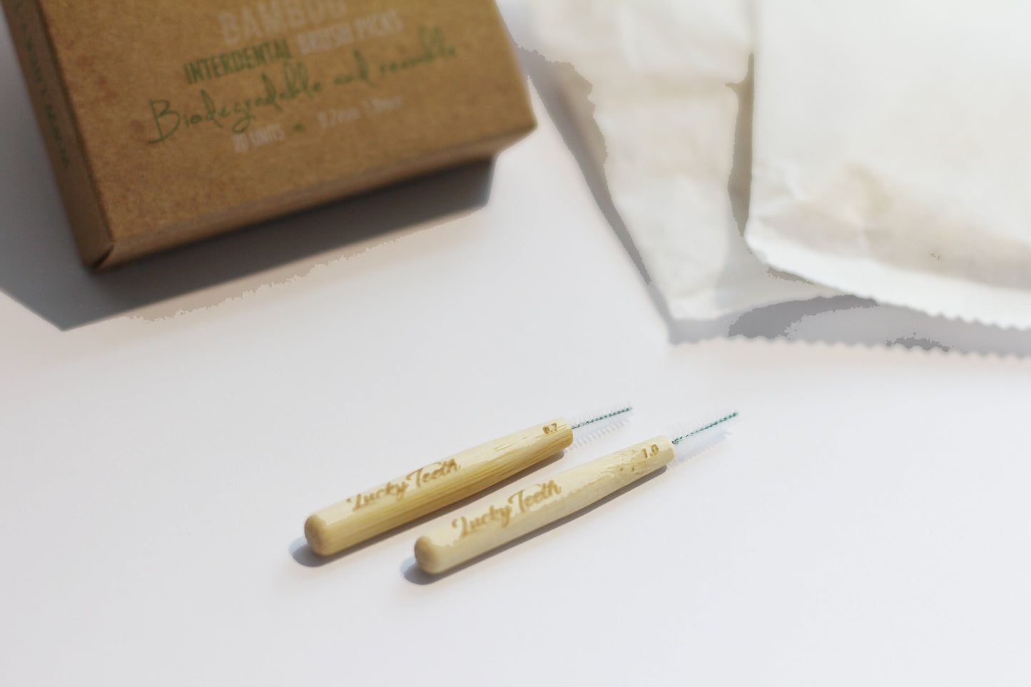 Reusable Bamboo Interdental Brush / Flossers. Part Compostable and Biodegradable. 0.7 mm & 1.0mm (20 pack)