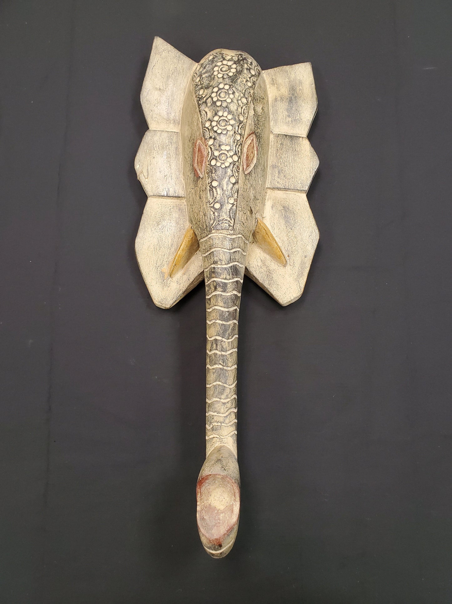 Hand Carved African Elephant Mask, Made in Ghana