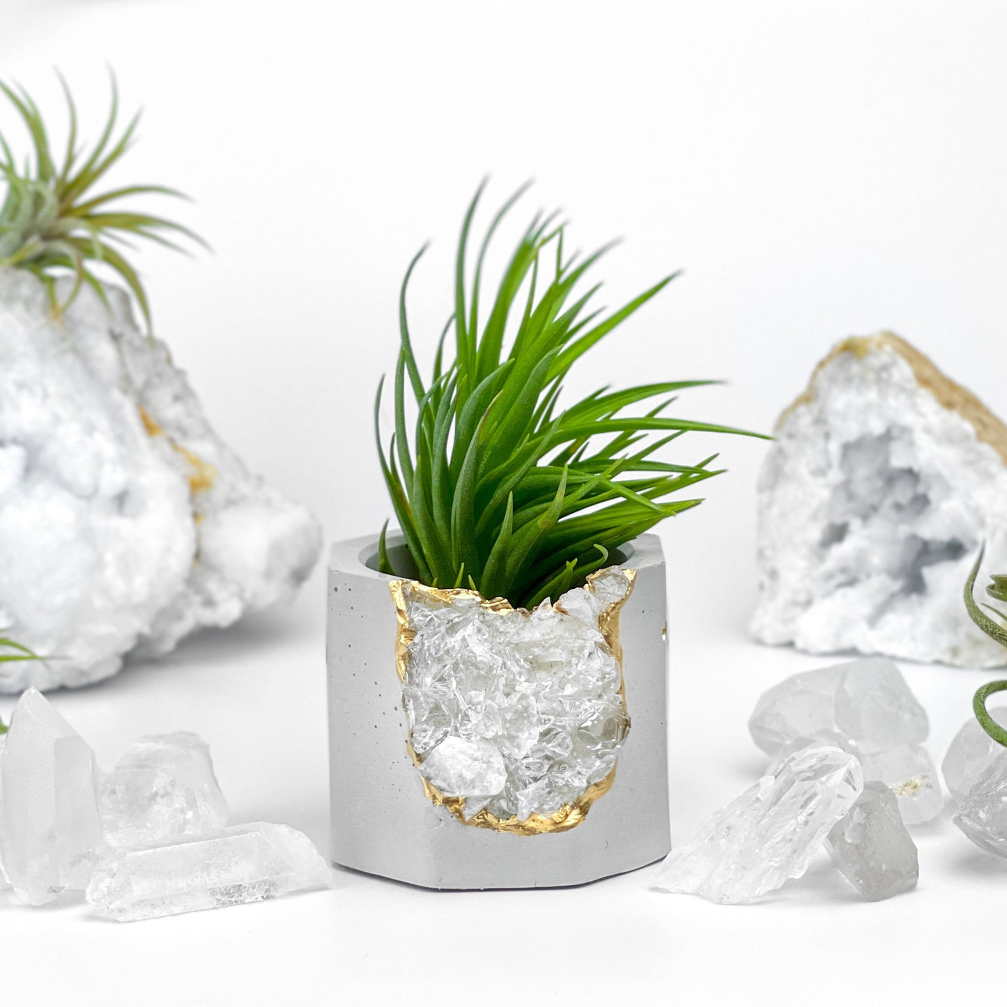 Raw CLEAR QUARTZ GEODE PLANTER - Concordia Style Boutique