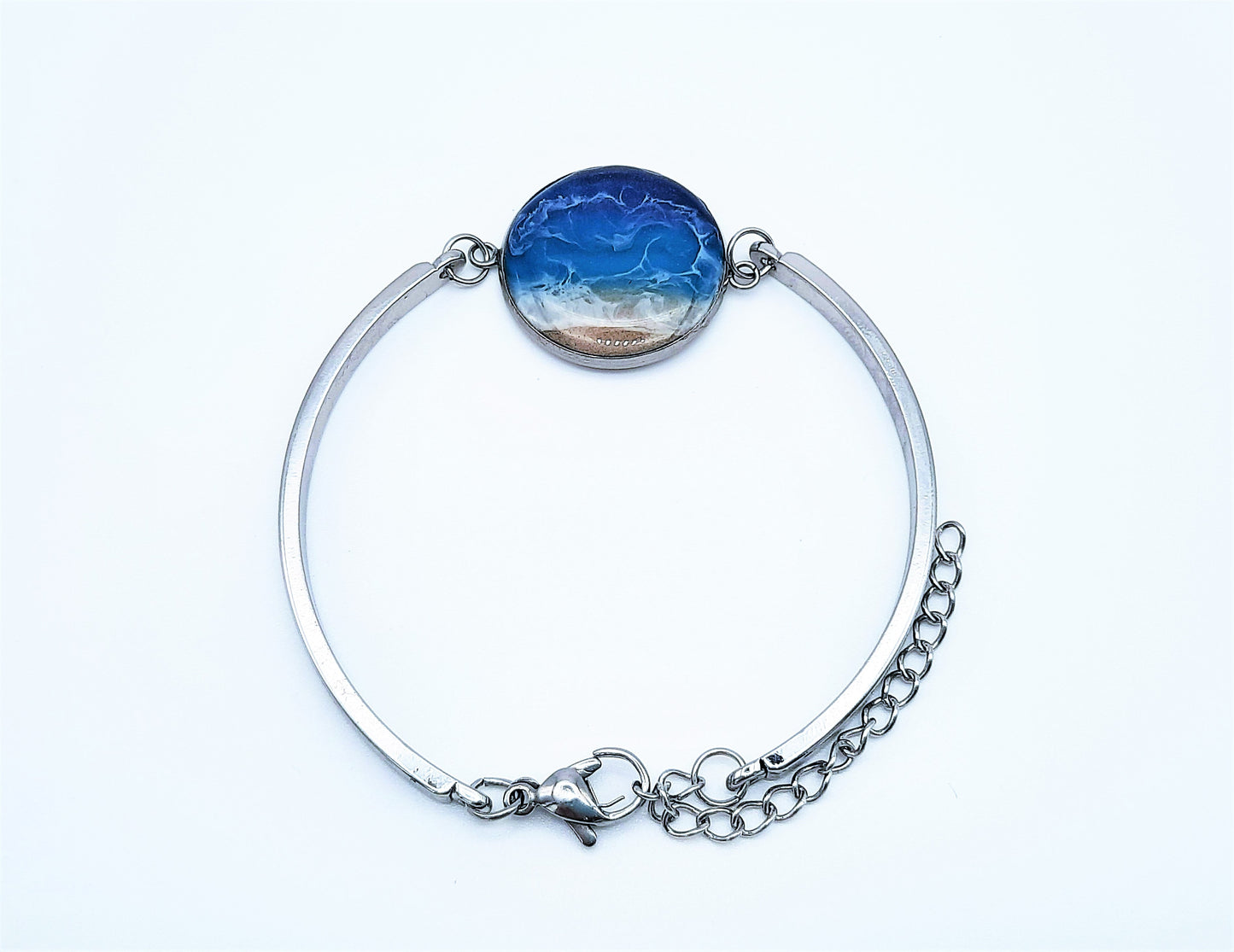 Circle Resin Seascape Necklace, Earring, & Bracelet Set
