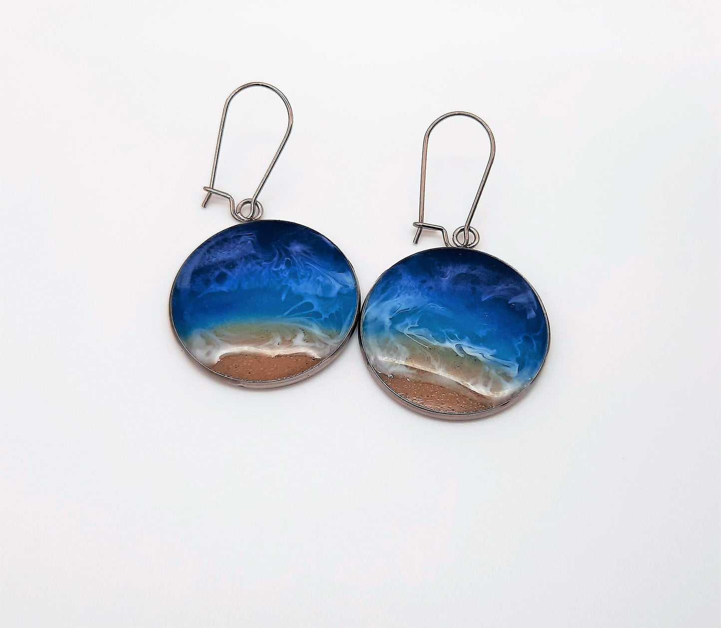 Circle Resin Seascape Necklace, Earring, & Bracelet Set