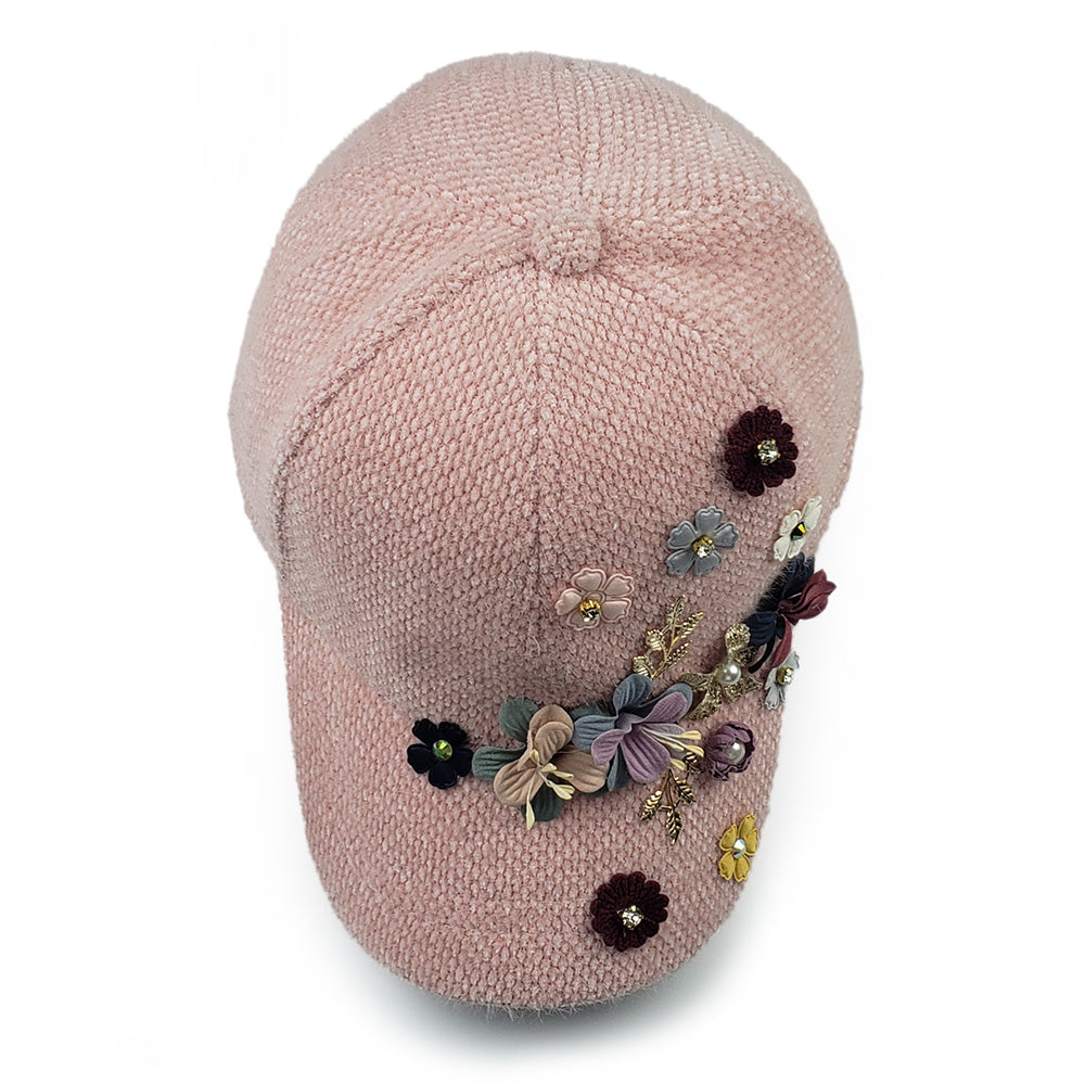 Fleur Winter Baseball Hat in Pink