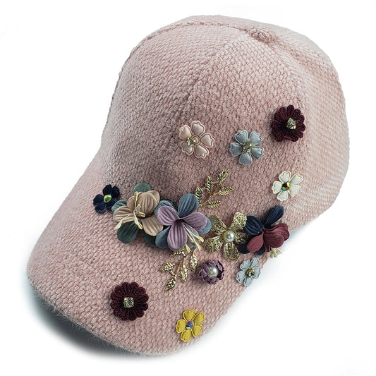 Fleur Winter Baseball Hat in Pink