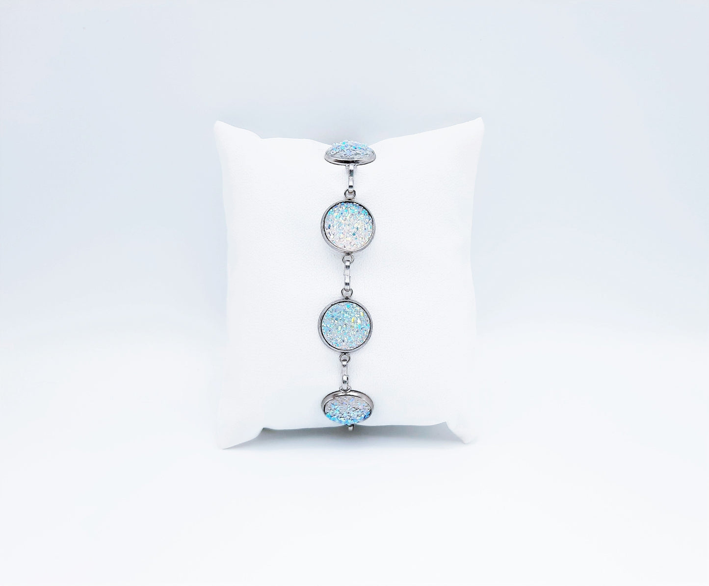 Iridescent Druzy Stone Link Bracelet