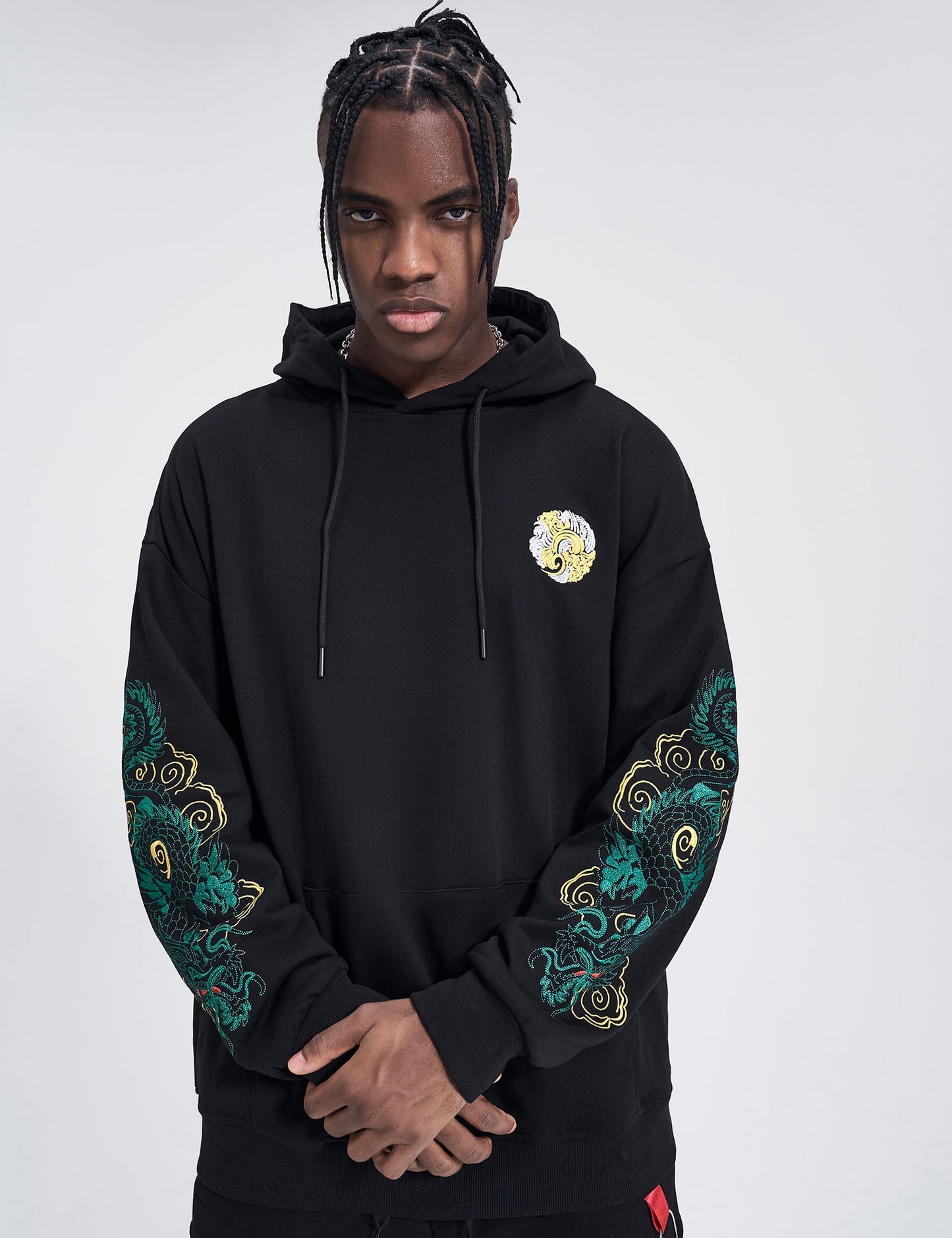 WSY340 Emerald Dragon Embroidery Hoodie - Concordia Style Boutique