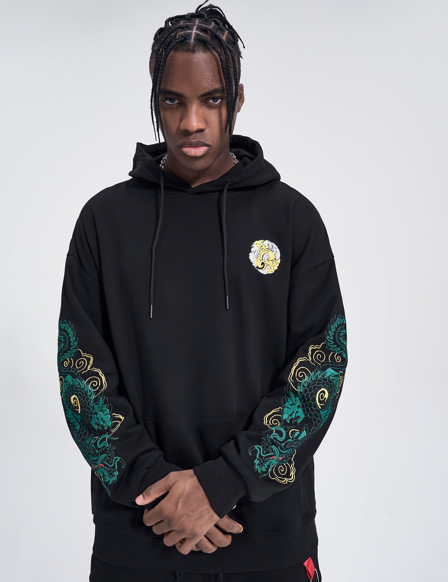 WSY340 Emerald Dragon Embroidery Hoodie - Concordia Style Boutique