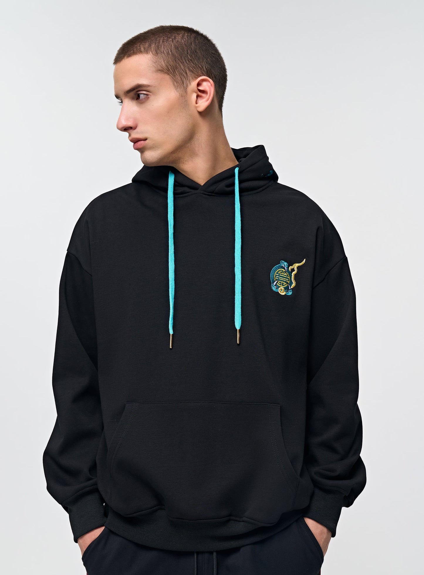 KH9000 Blue Dragon Embroidery Hoodie - Concordia Style Boutique
