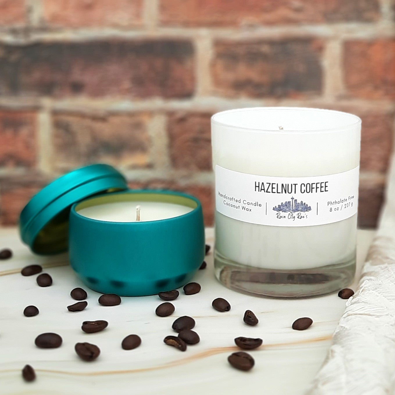 Gardenia Woods 4oz Candle | Teal Blue Travel Tin