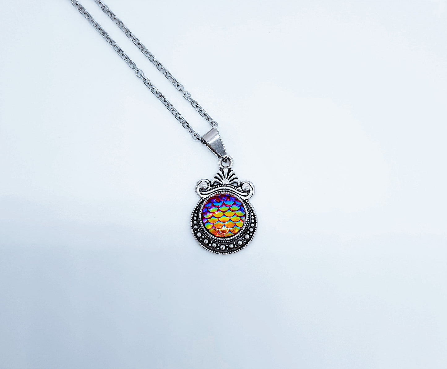 Iridescent Mermaid Scale Tibetan Necklace