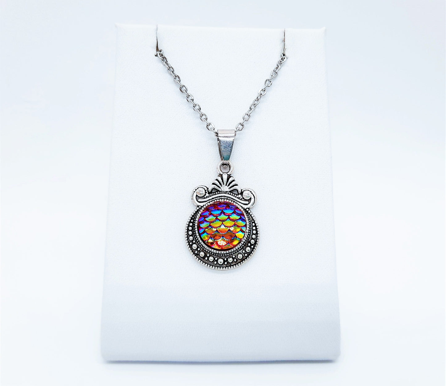 Iridescent Mermaid Scale Tibetan Necklace