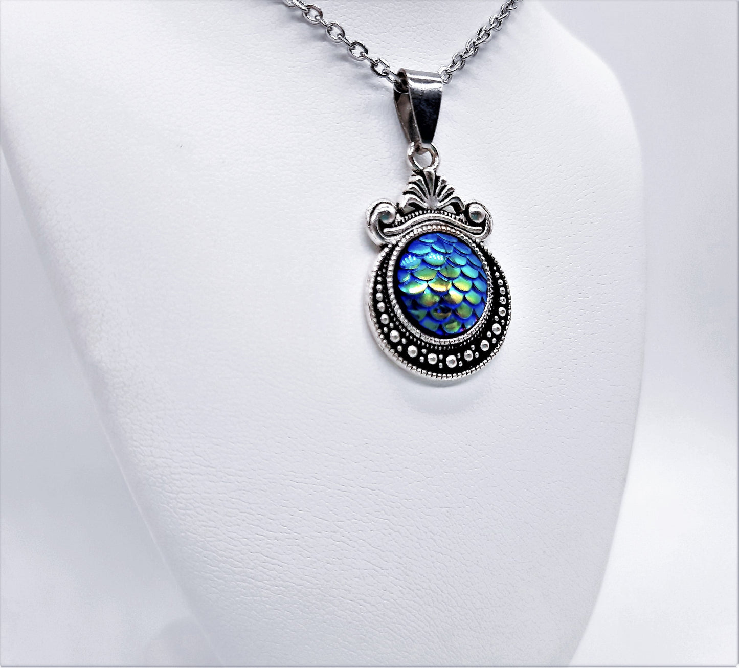 Iridescent Mermaid Scale Tibetan Necklace