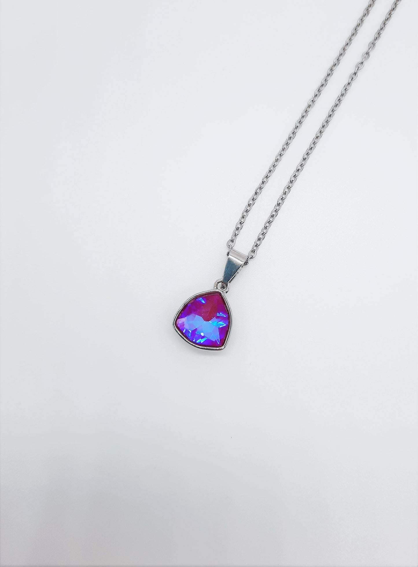Rainbow Aurora Borealis Triangle  Necklace