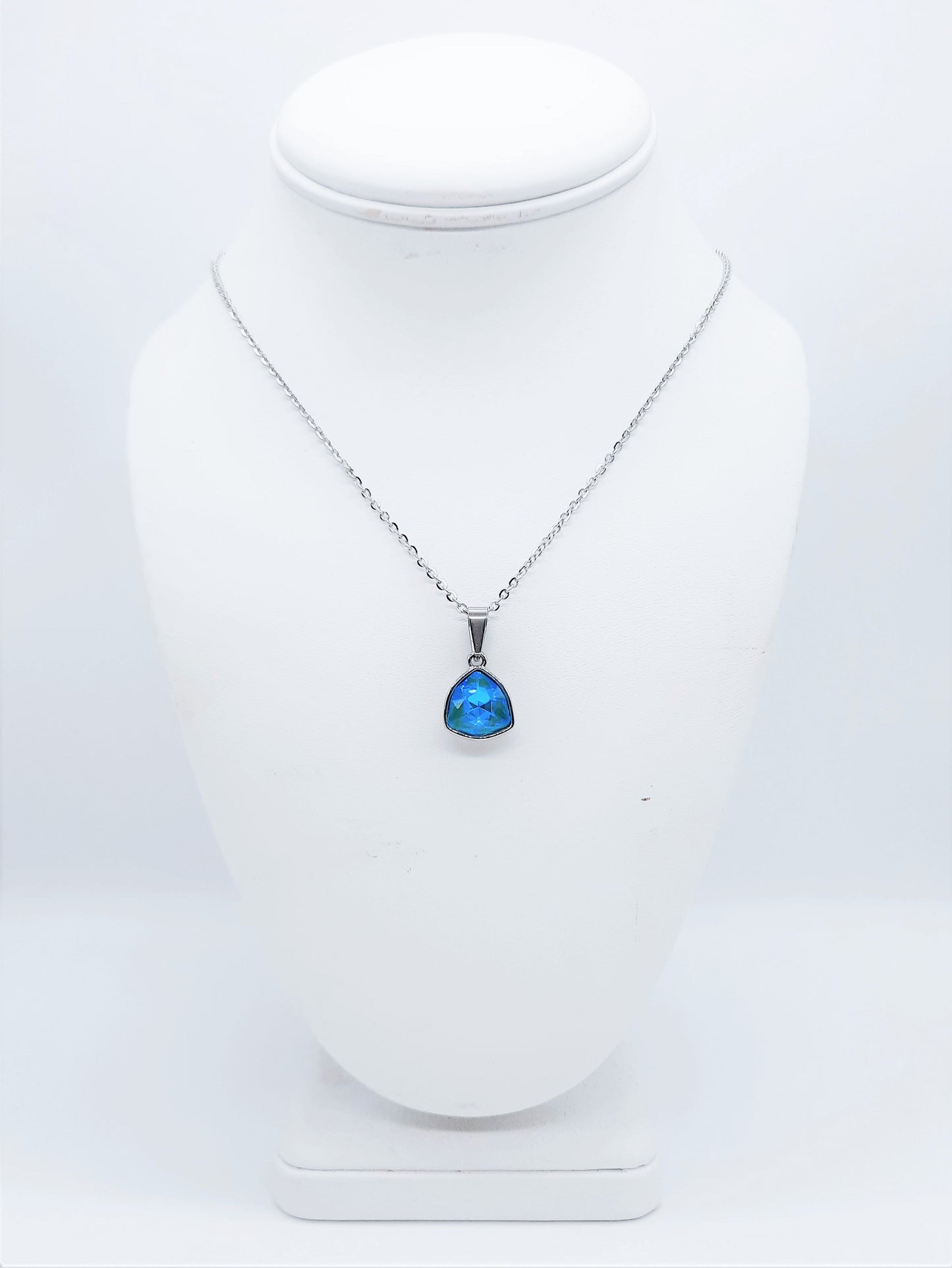 Rainbow Aurora Borealis Triangle  Necklace