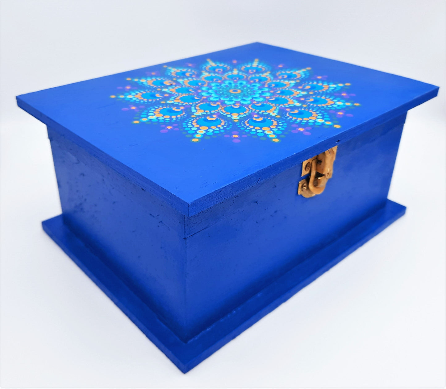 Handpainted Rainbow Dot Mandala Keepsake / Jewelry / Trinket Box