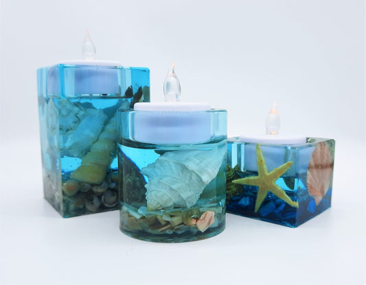 Seascape Resin Tealight Candle Holder