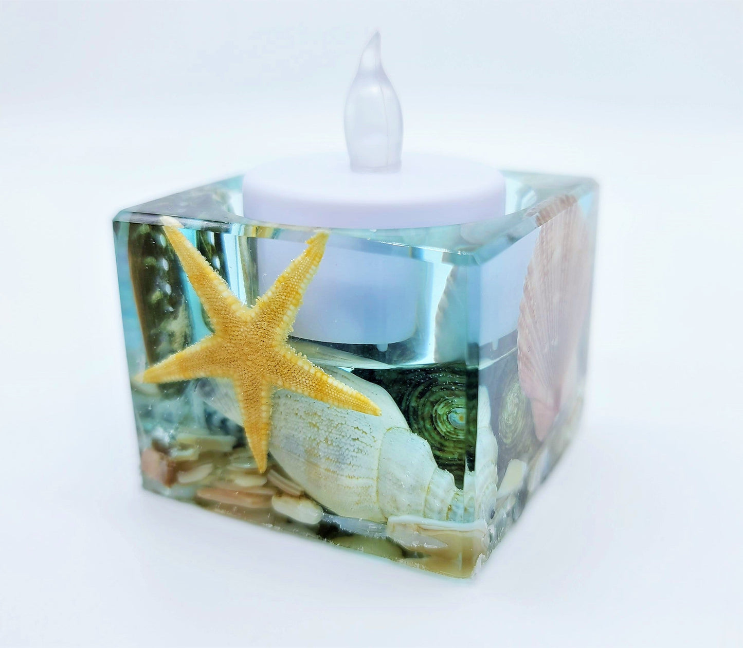 Seascape Resin Tealight Candle Holder