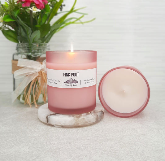 Pink Pout 8 oz Frosted Candle