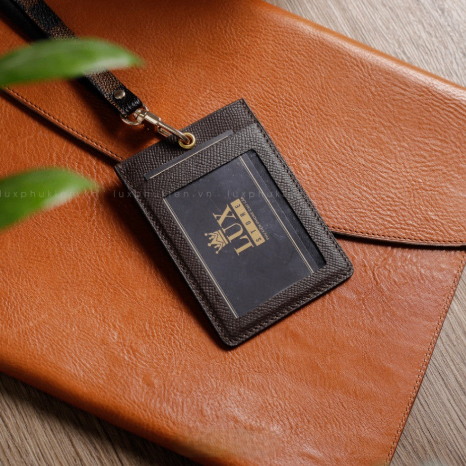 Authentic LV Leather Lanyard ID & Card Holder – Limited Edition