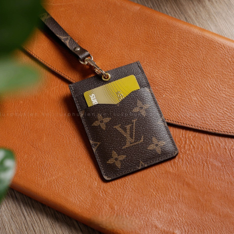 Authentic LV Leather Lanyard ID & Card Holder – Limited Edition