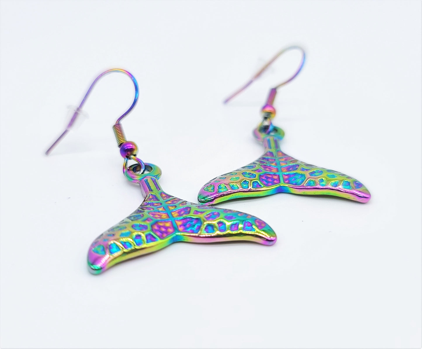 Rainbow Chromium Mermaid Tail Earrings