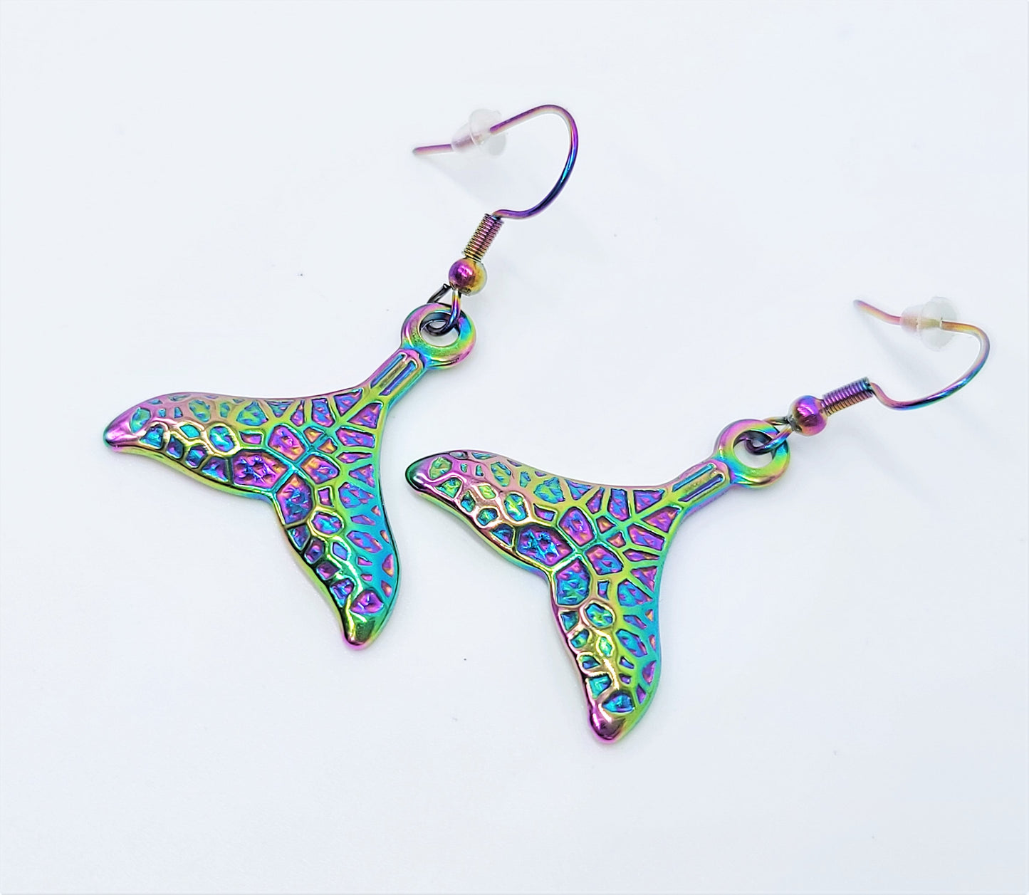 Rainbow Chromium Mermaid Tail Earrings