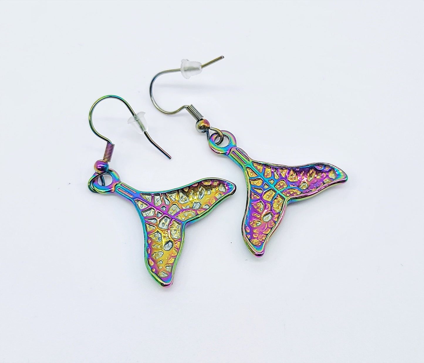 Rainbow Chromium Mermaid Tail Earrings