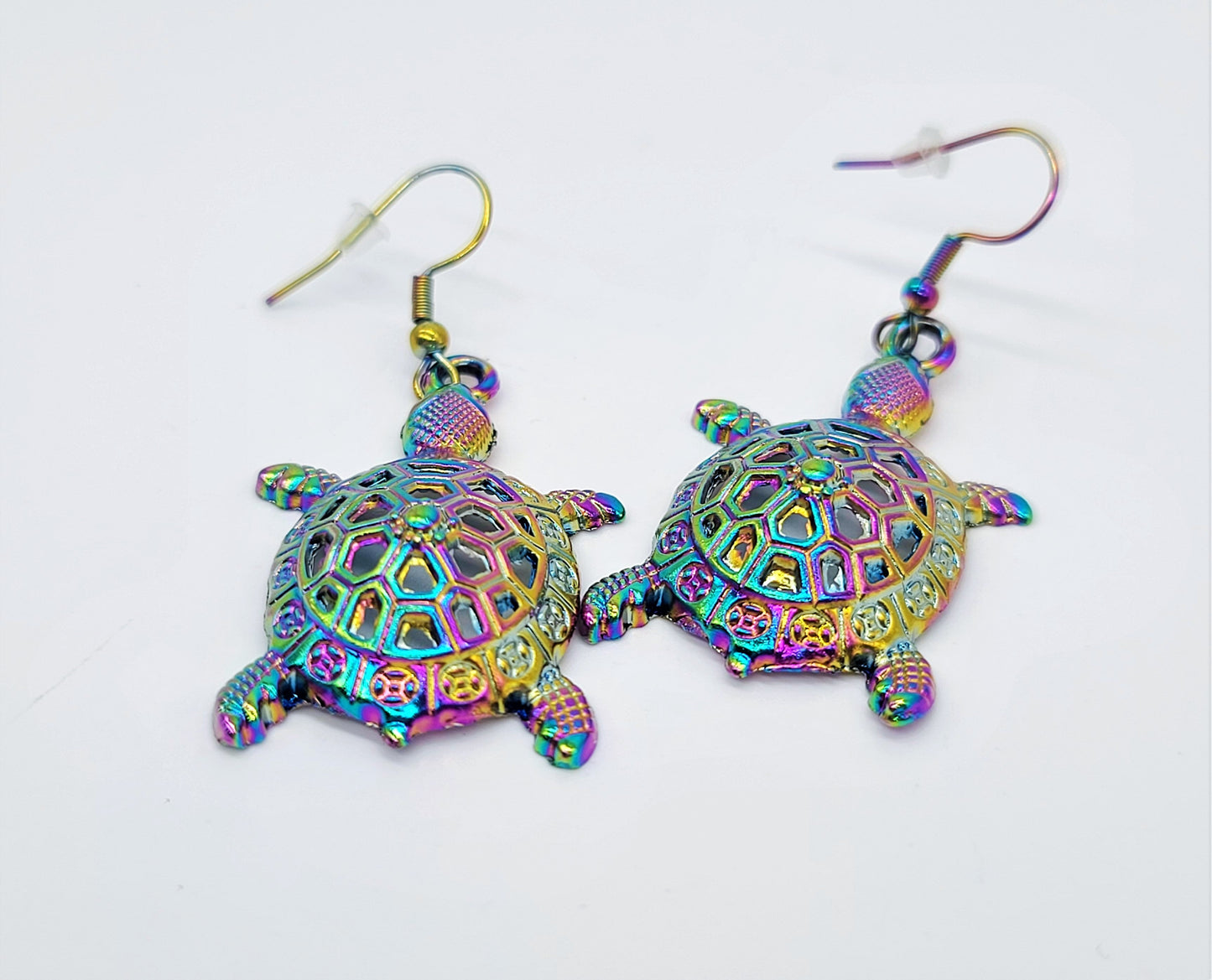 Rainbow Chromium Sea Turtle Earrings