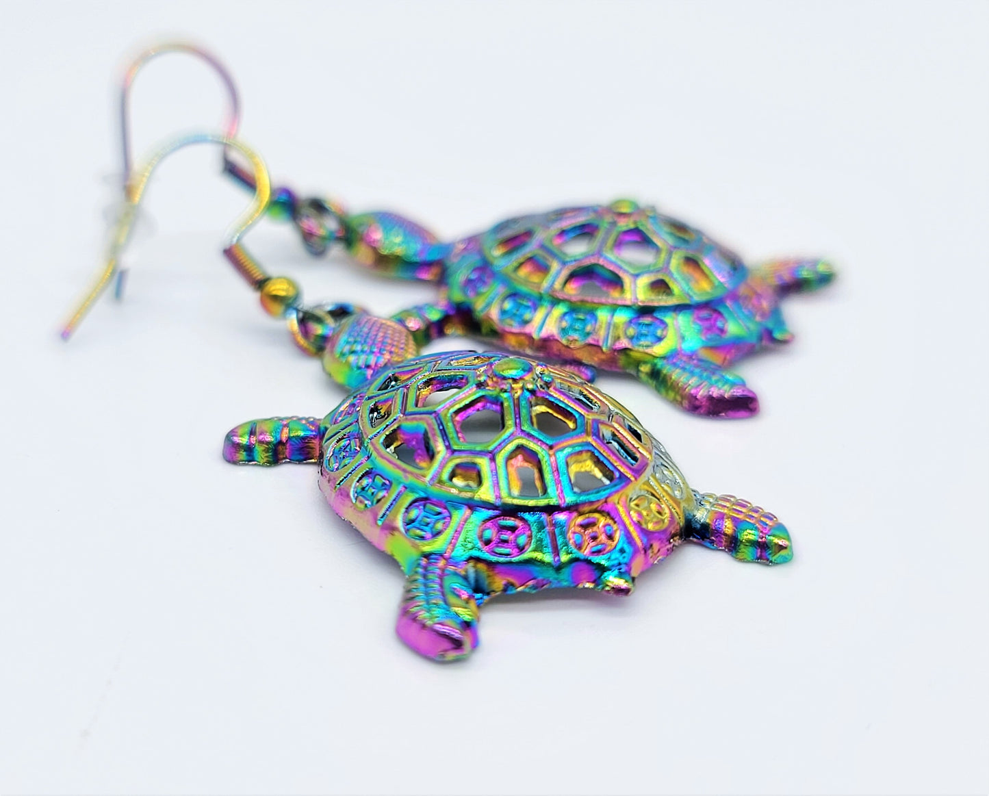 Rainbow Chromium Sea Turtle Earrings