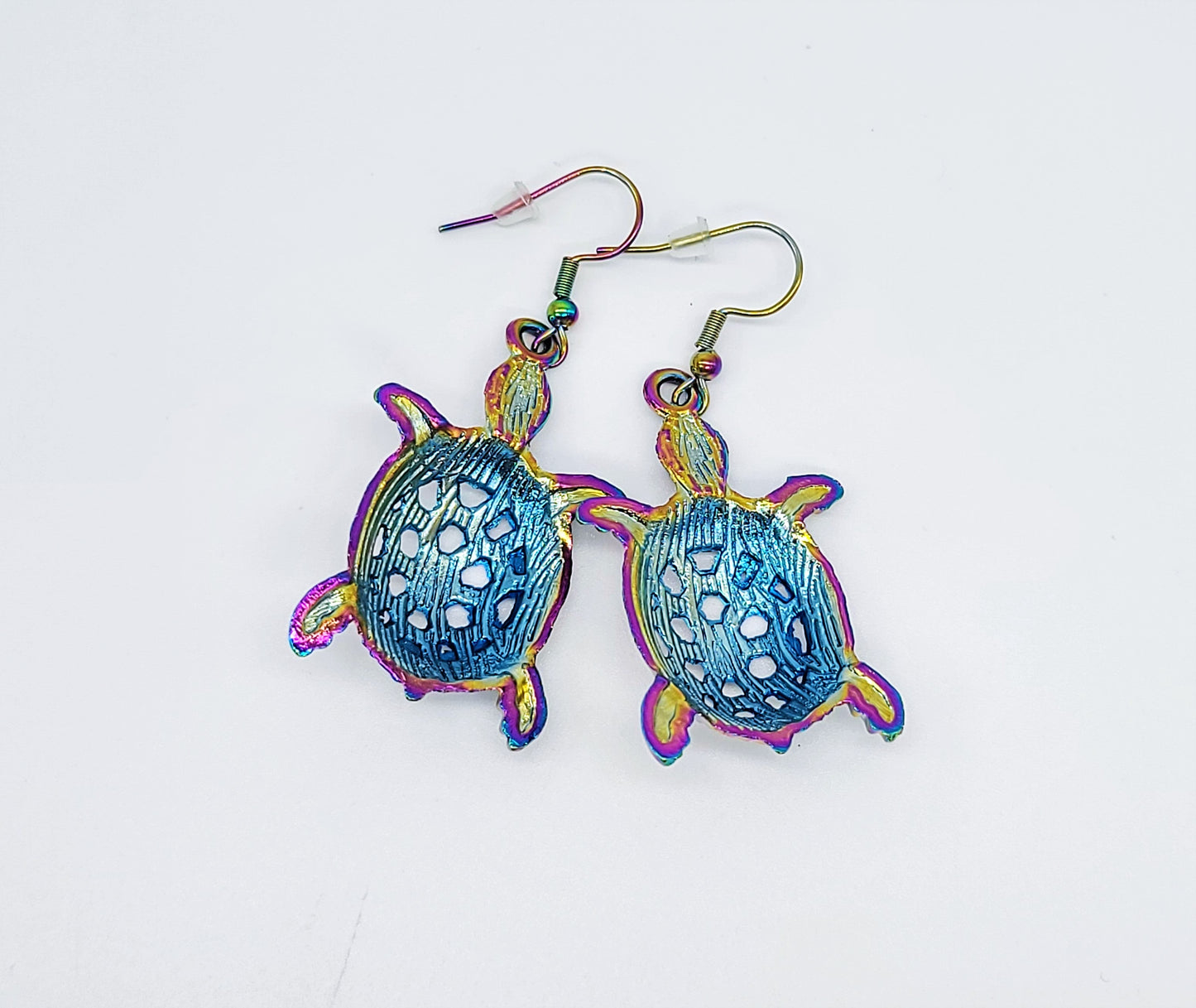 Rainbow Chromium Sea Turtle Earrings