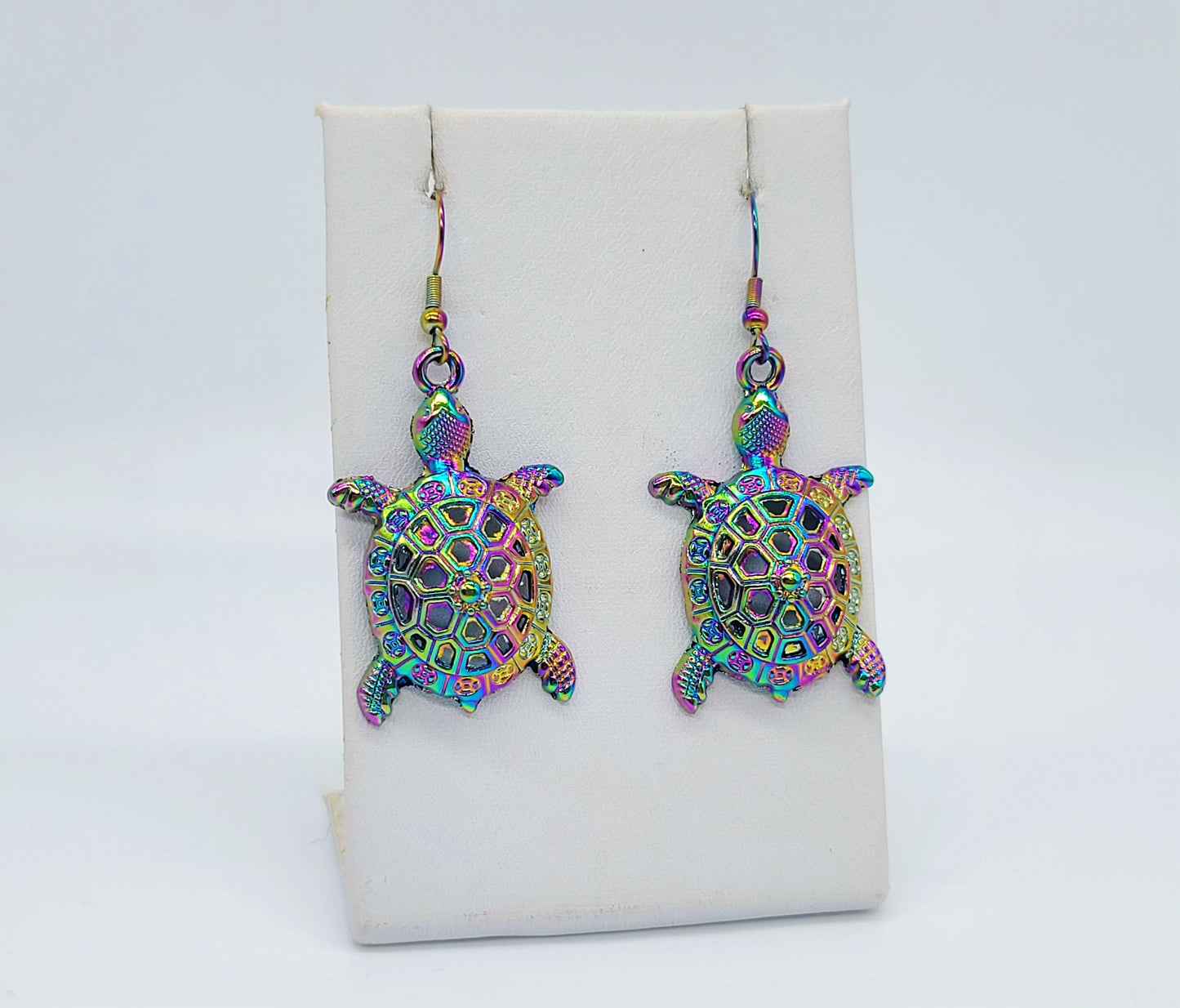 Rainbow Chromium Sea Turtle Earrings