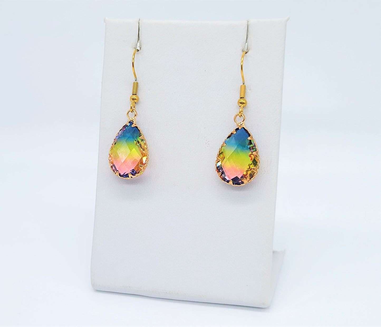 Blue to Yellow to Pink Ombre Earrings