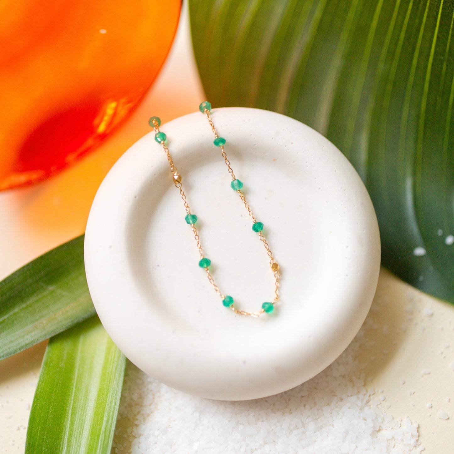 Margarita Chains - Green Onyx, Moonstone, Coral