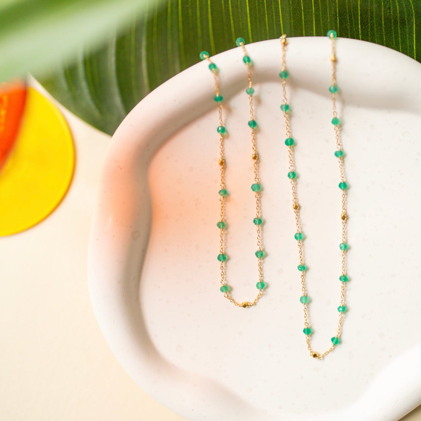 Margarita Chains - Green Onyx, Moonstone, Coral