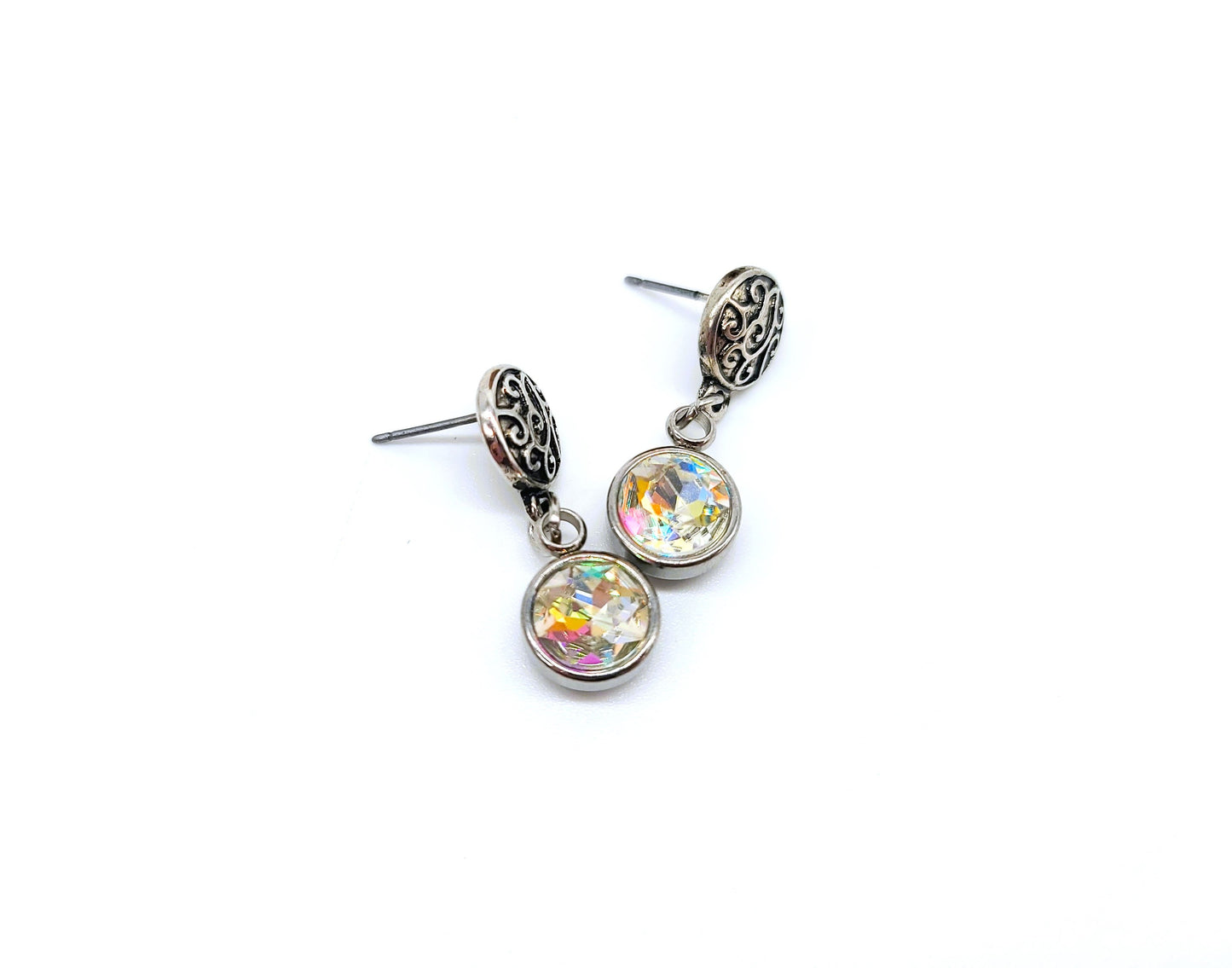 Aurora Borealis Circle Post Earrings
