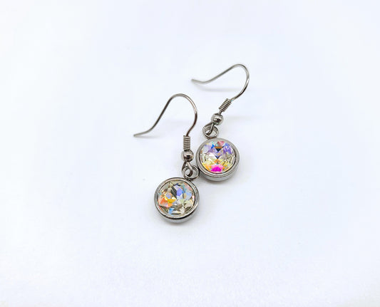 Aurora Borealis Circle Dangle Earrings