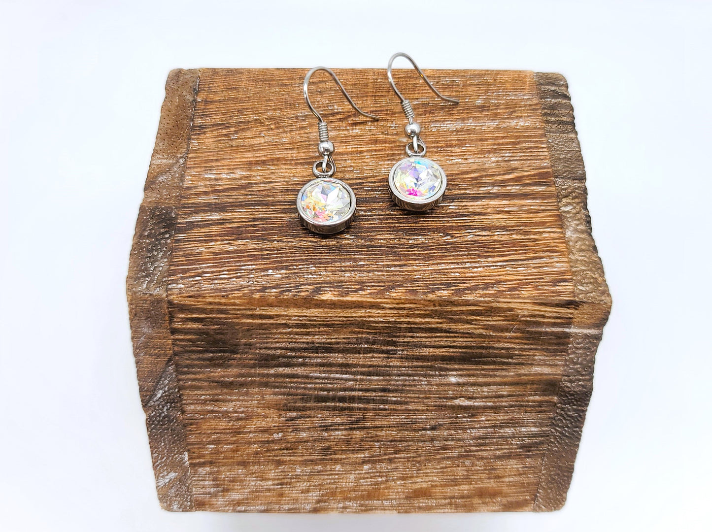 Aurora Borealis Circle Dangle Earrings