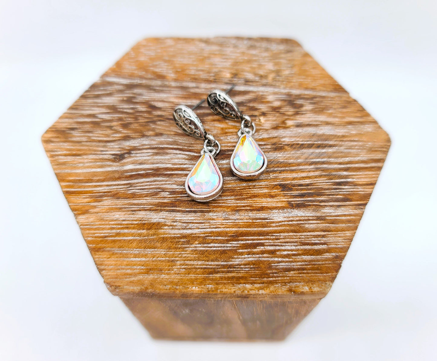 Aurora Borealis Teardrop Post Earrings