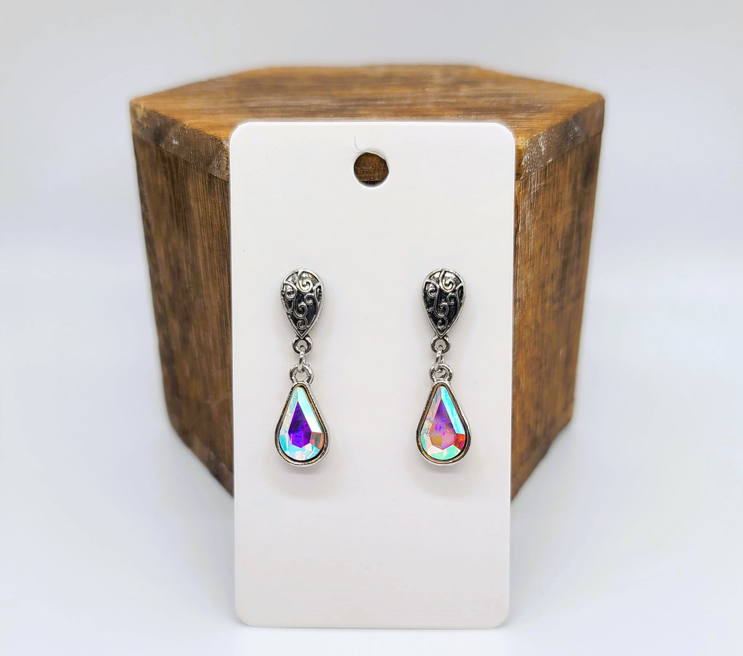 Aurora Borealis Teardrop Post Earrings