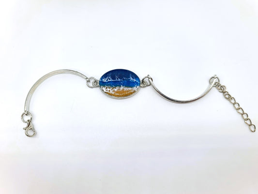 Oval Shaped Resin Seascape Bracelet