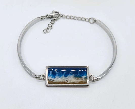 Rectangle Shaped Resin Seascape Bracelet