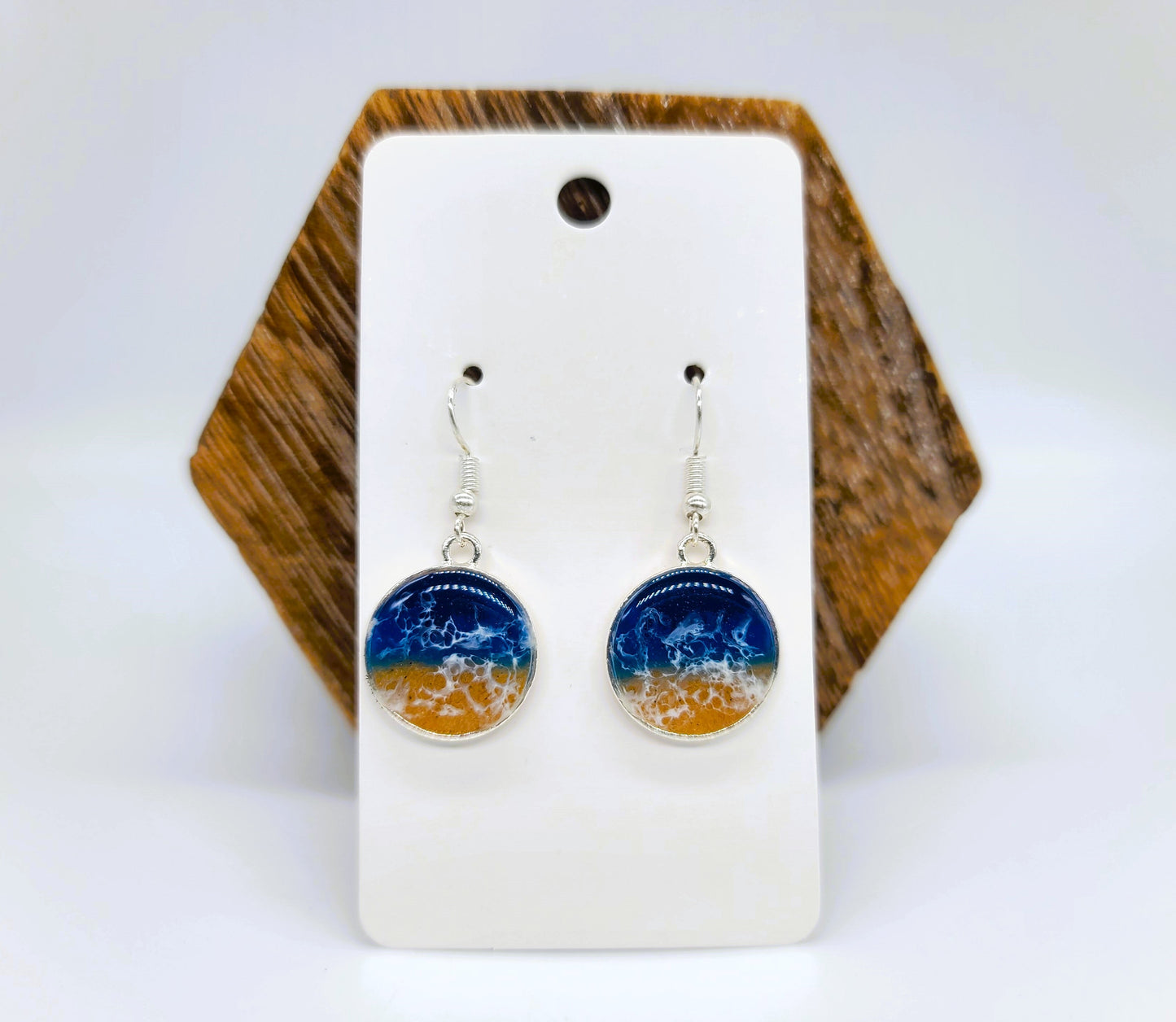 Medium Circle Resin Seascape Earrings