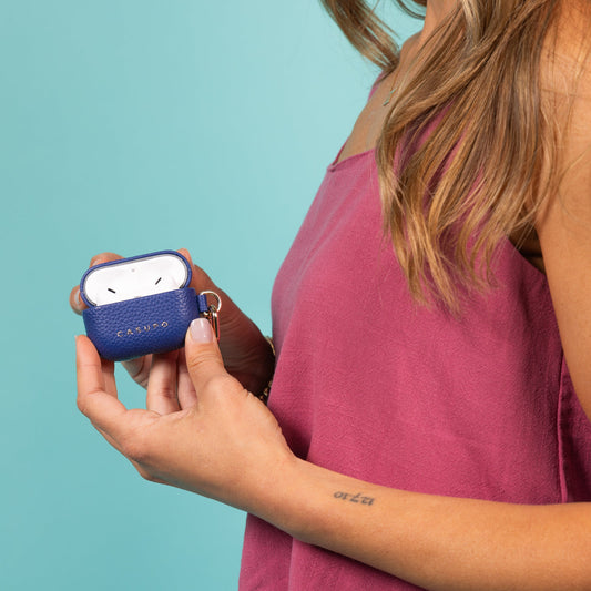 Leather Airpod Case - Cobalt