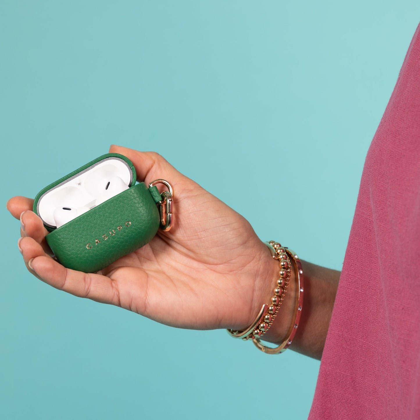 Leather Airpod Case - Green